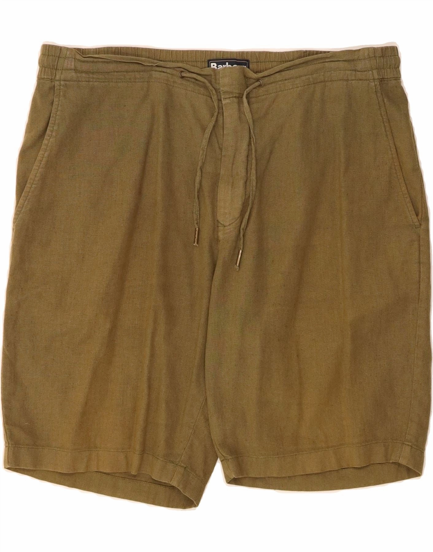 BARBOUR Mens Chino Shorts W36 Large Khaki Linen Quick Action Fit