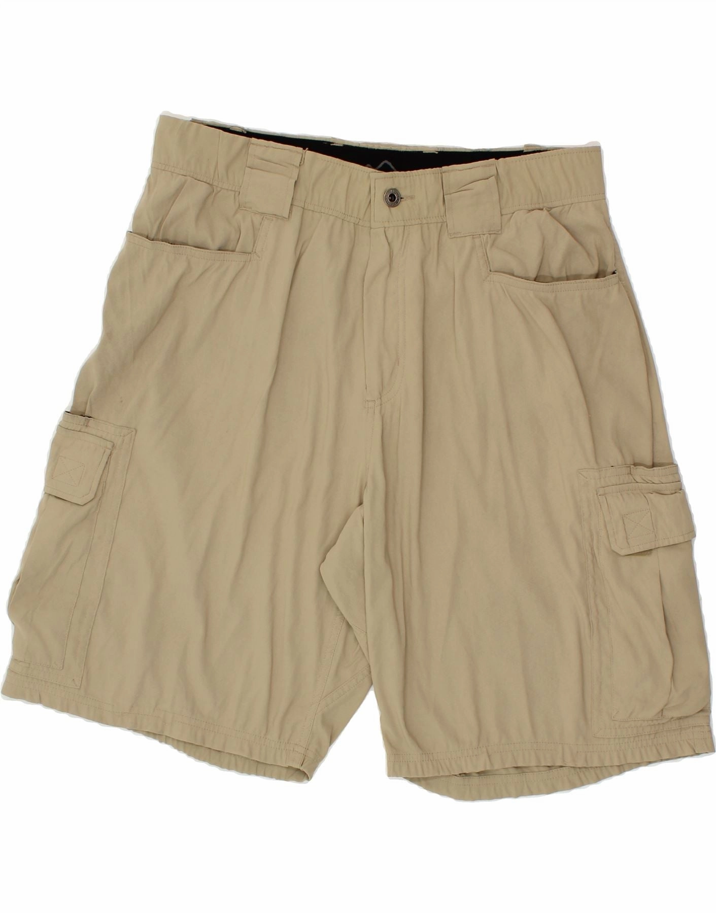 EDDIE BAUER Mens Cargo Shorts W34 Large Beige Nylon holiday apparel Ultra Soft Waistband