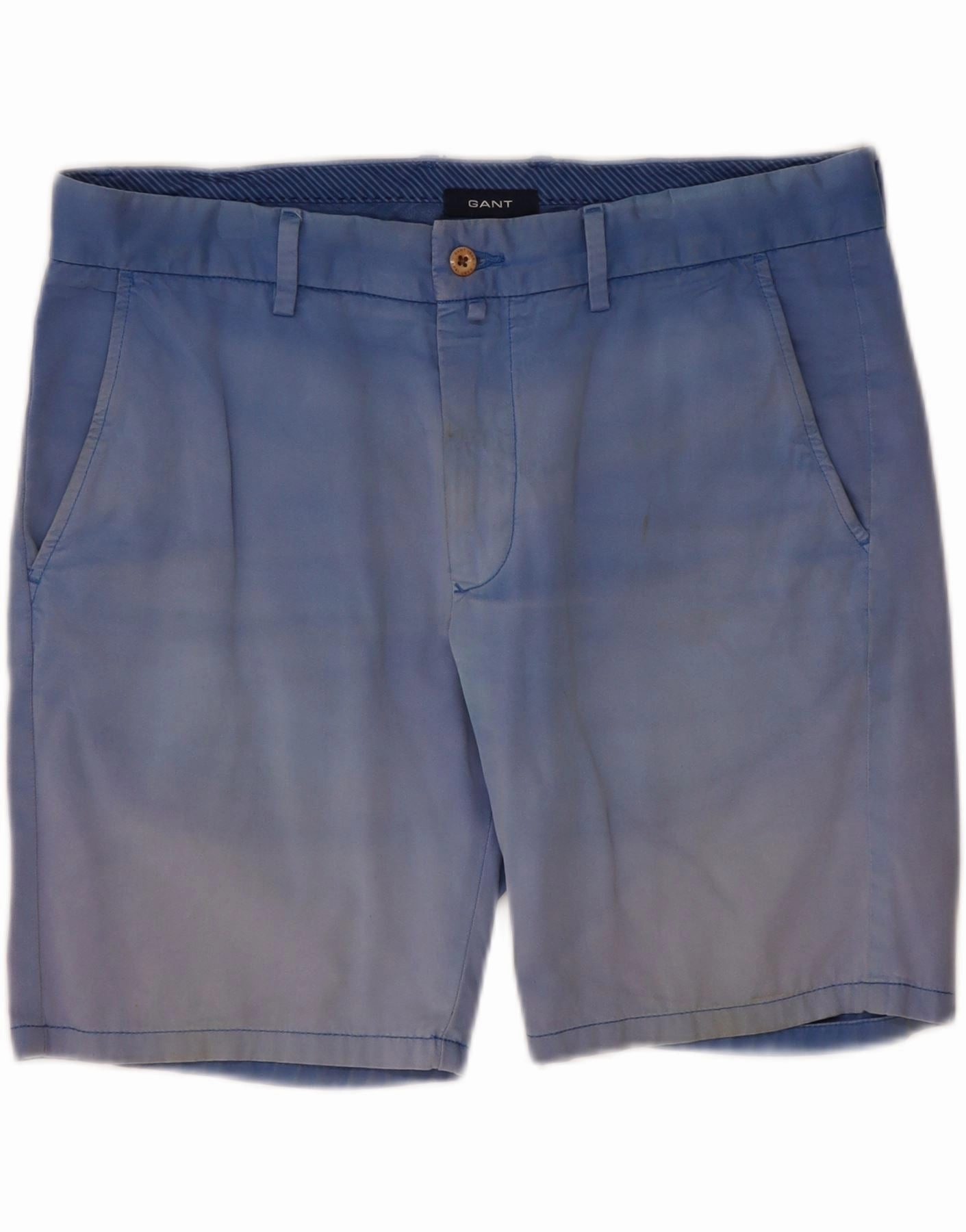 GANT Mens Chino Shorts W34 Large Blue Cotton AntiSnagTechnology Casual Layers