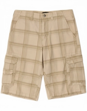 BLEND OF AMERICA Mens Cargo Shorts Small W29  Beige Check Cotton multiple pockets