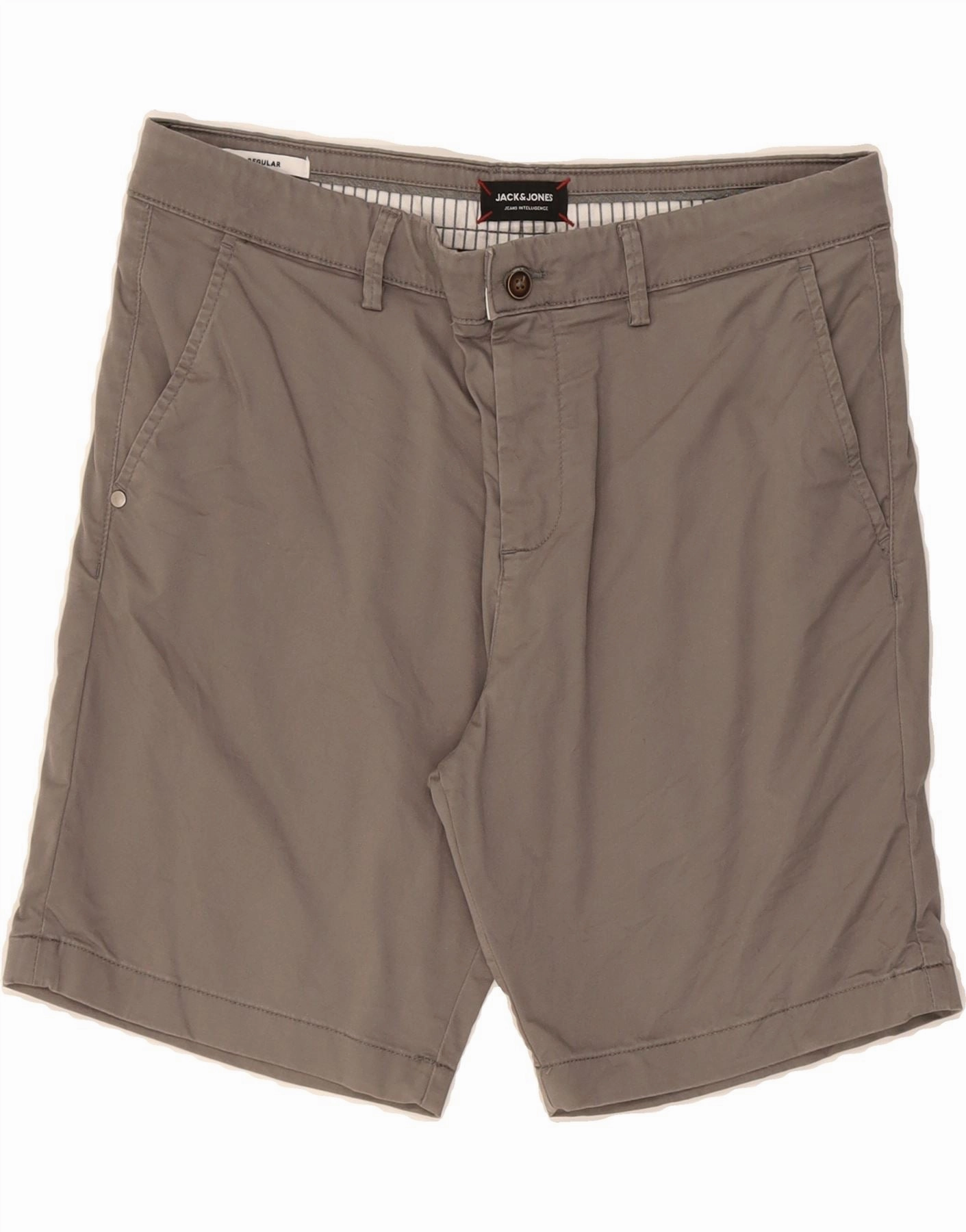 JACK & JONES Mens Regular Chino Shorts Large W34  Grey Cotton Performance Fit Quick Fit
