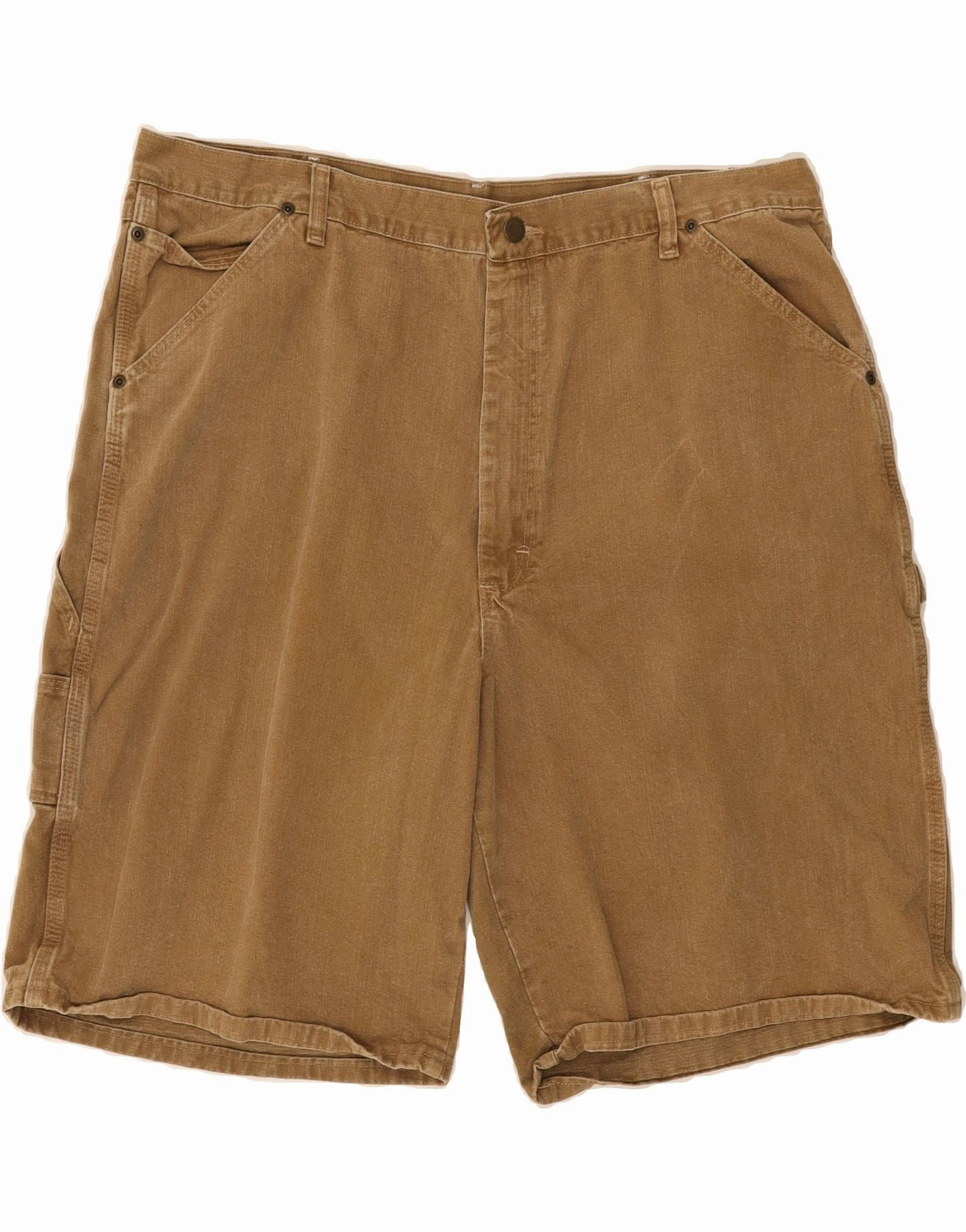 WRANGLER Mens Denim Shorts W42 2XL Brown Cotton Multi Panel Construction Non Slip Inner Grip