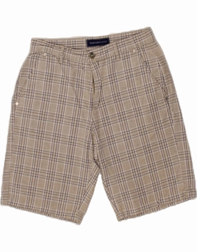 TRUSSARDI Mens Chino Shorts IT 46 Small W28  Grey Check Cotton high waisted graduation season