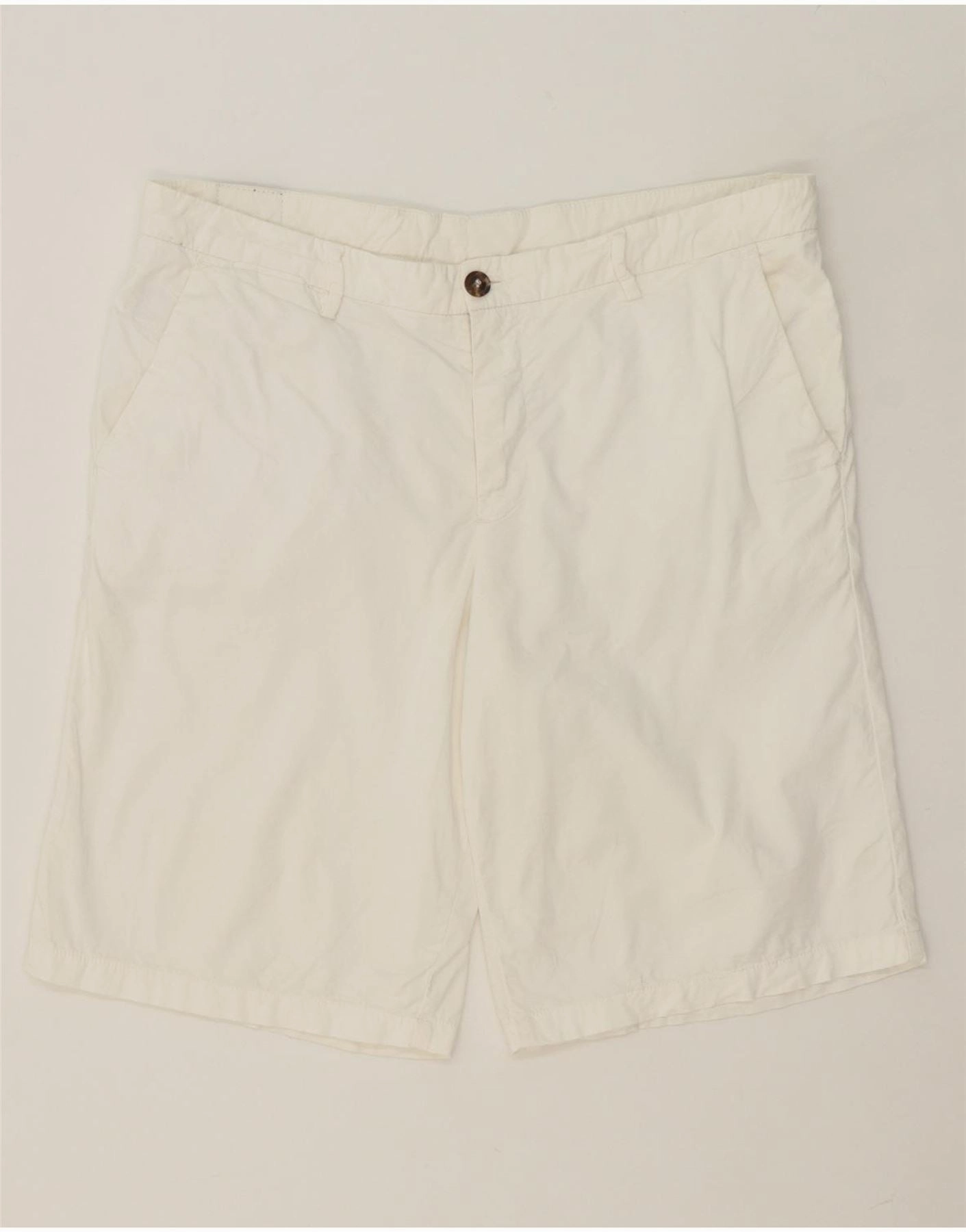 TRUSSARDI Mens Chino Shorts IT 50 Large W36  White Cotton Elastic hem Warm Look