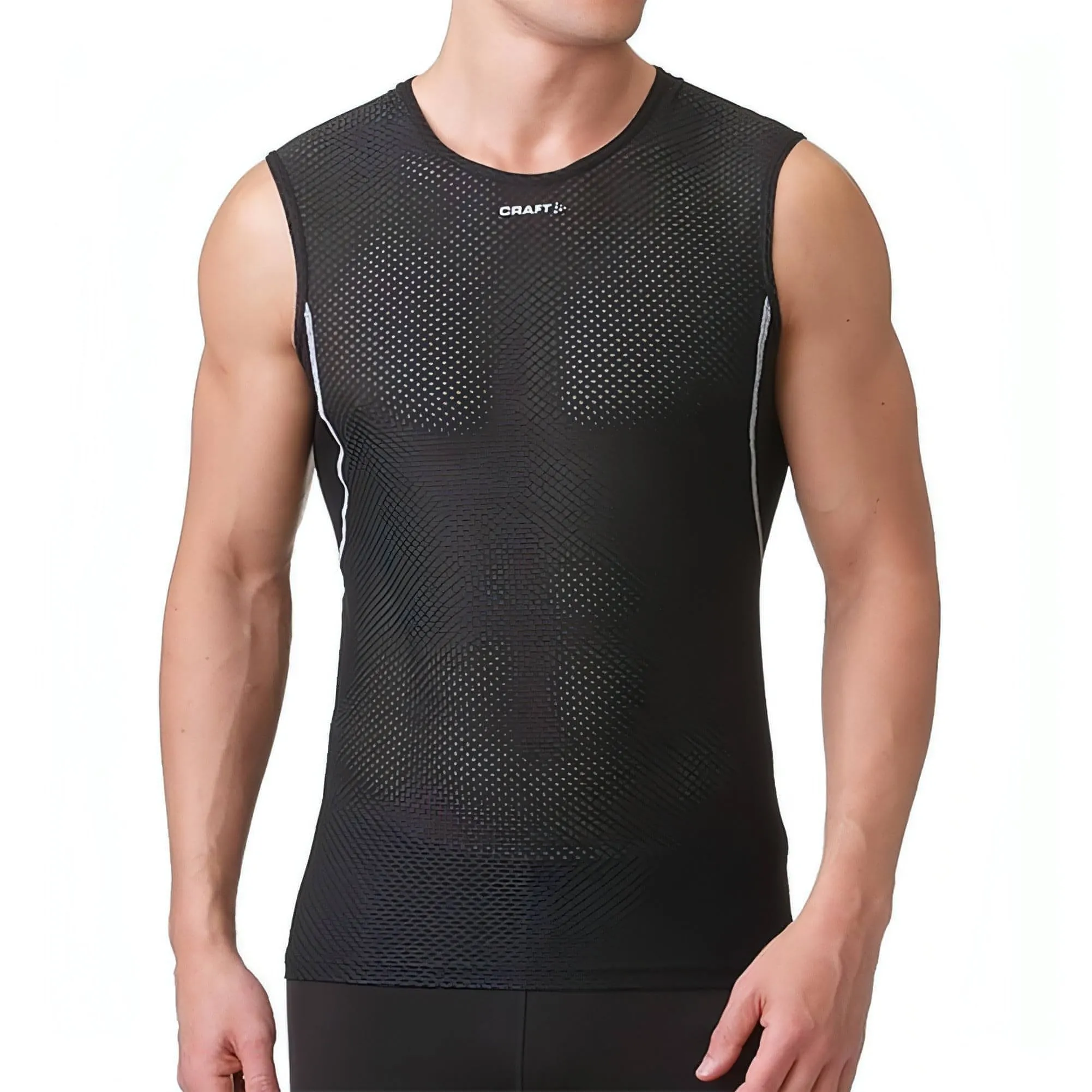 Craft Cool Mesh SuperLight Mens Sleeveless Baselayer - Black On-the-Go Fashion Curved Hemline