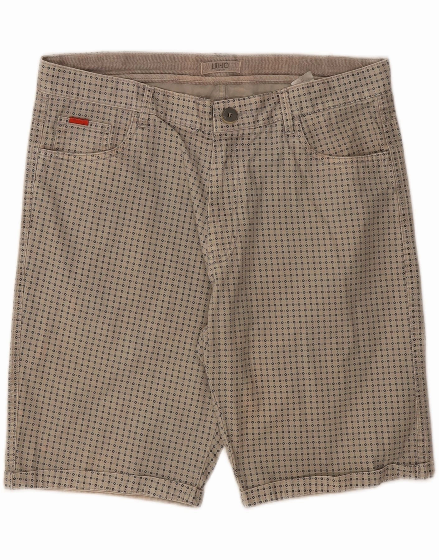 Noise Free Operation Design LIU JO Mens Casual Shorts IT 50 Large W38  Beige Geometric Cotton
