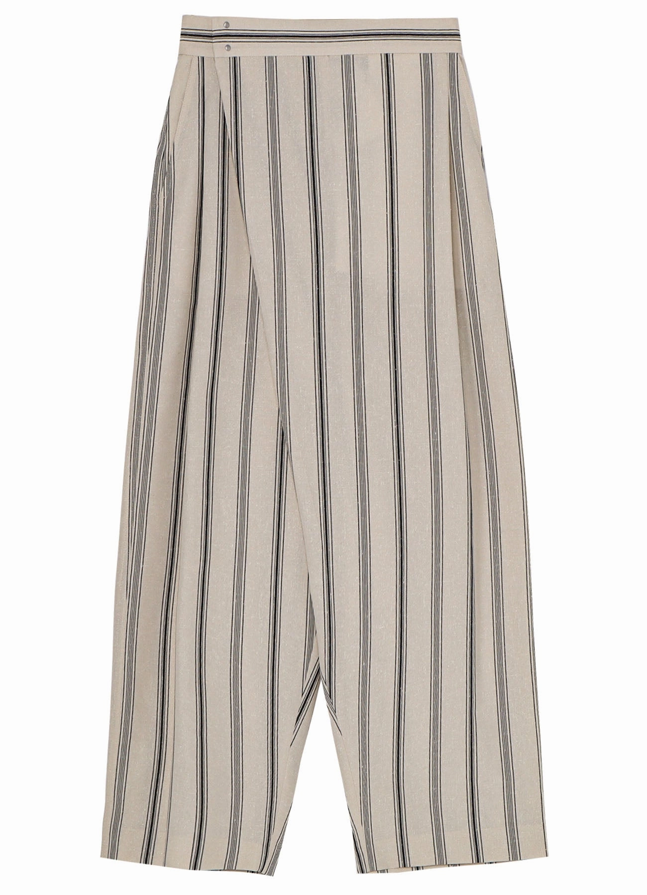 HARD TWISTED STRIPE PLEATED PANTS Multi-way wear Secure Waistband