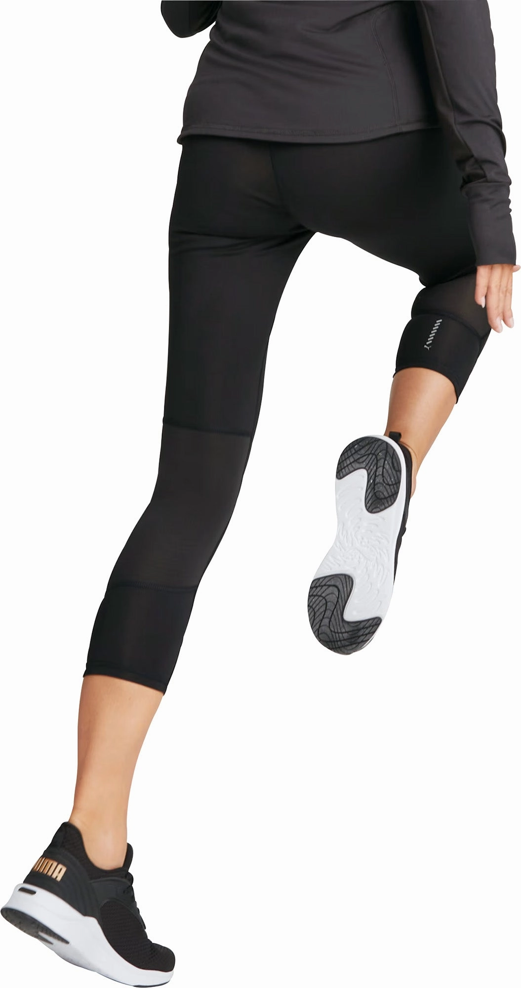 Ultra light Puma Favourite 3/4 Capri Womens Running Tights - Black