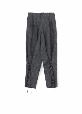 LINEN TWEED LACE UP HEM PANTS TearResistantPanels