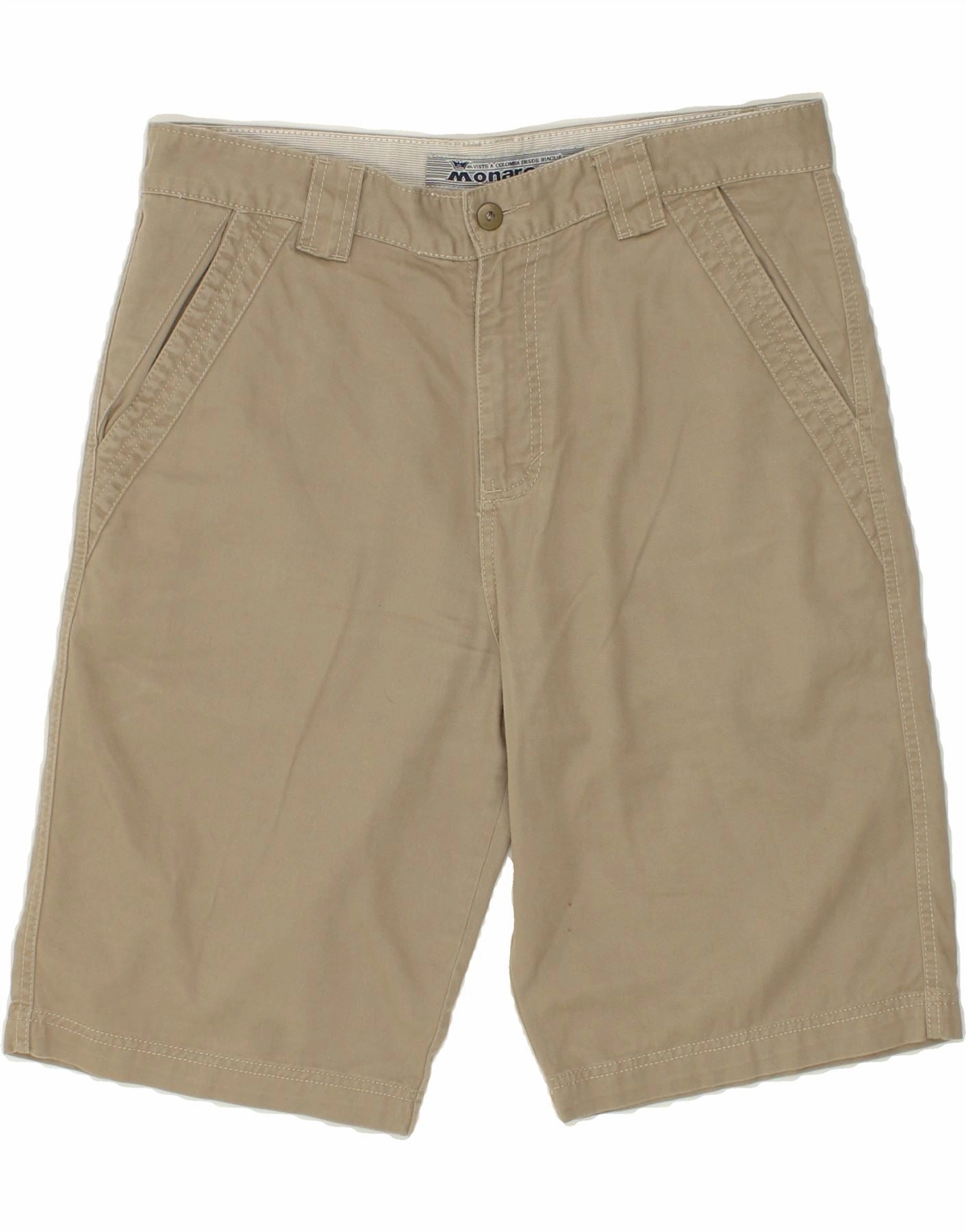 Relaxed Waistband poolside fashion VINTAGE Mens Chino Shorts W34 Large  Beige Cotton