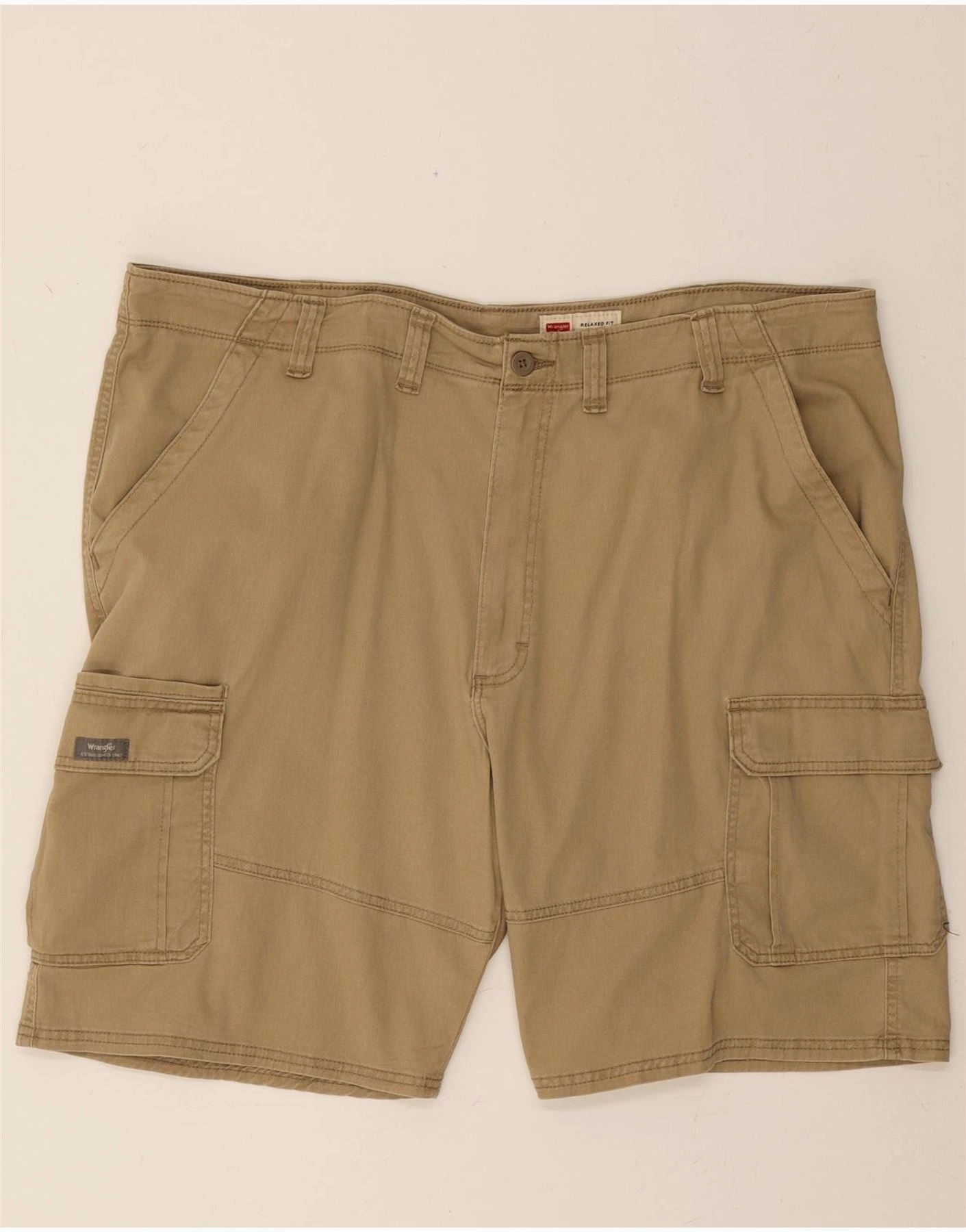 skateboarding outfit Breathable Performance Fit WRANGLER Mens Relaxed Fit Cargo Shorts W44 2XL Beige Cotton