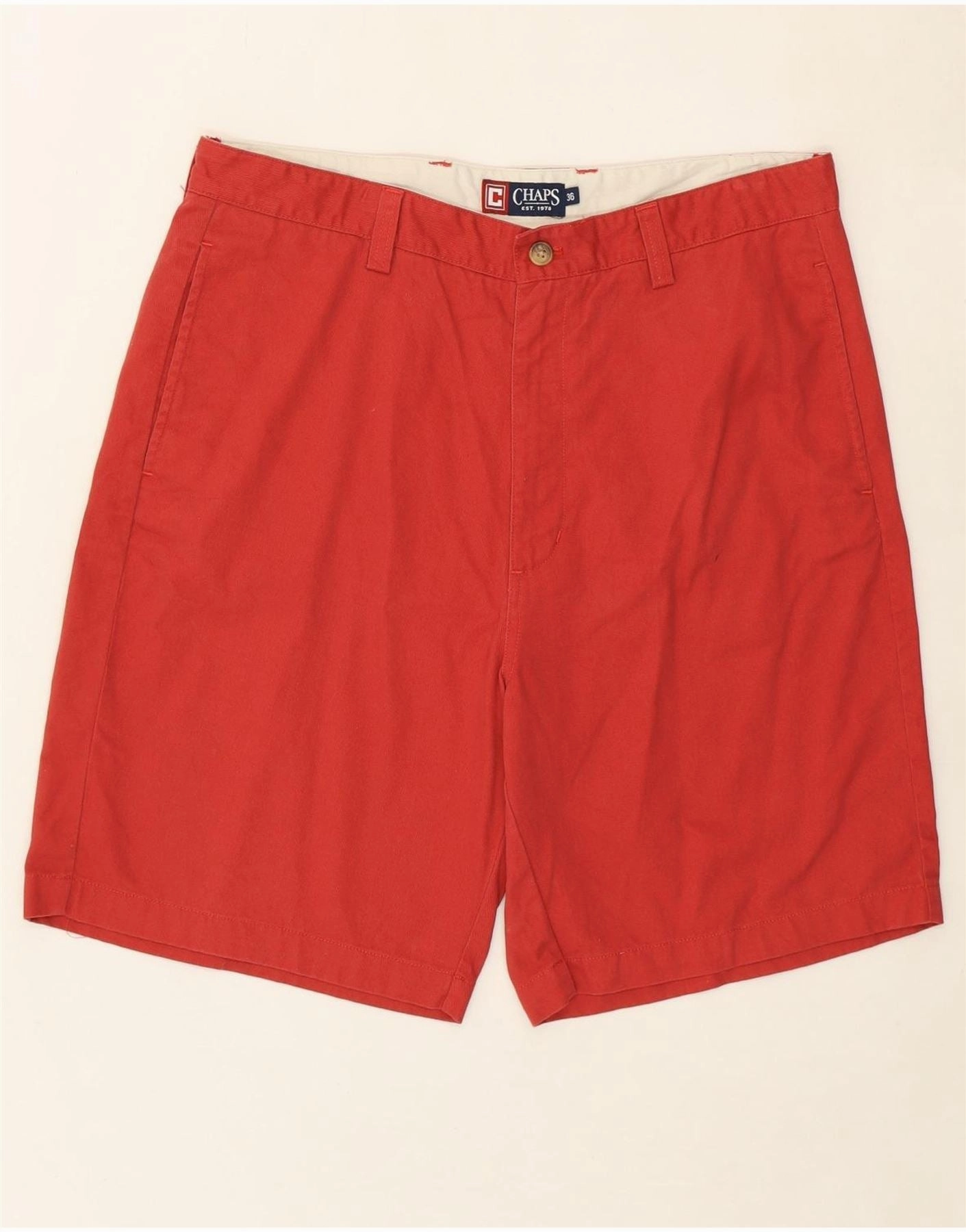 hikers Comfy Fit CHAPS Mens Chino Shorts W36 Large Red Cotton