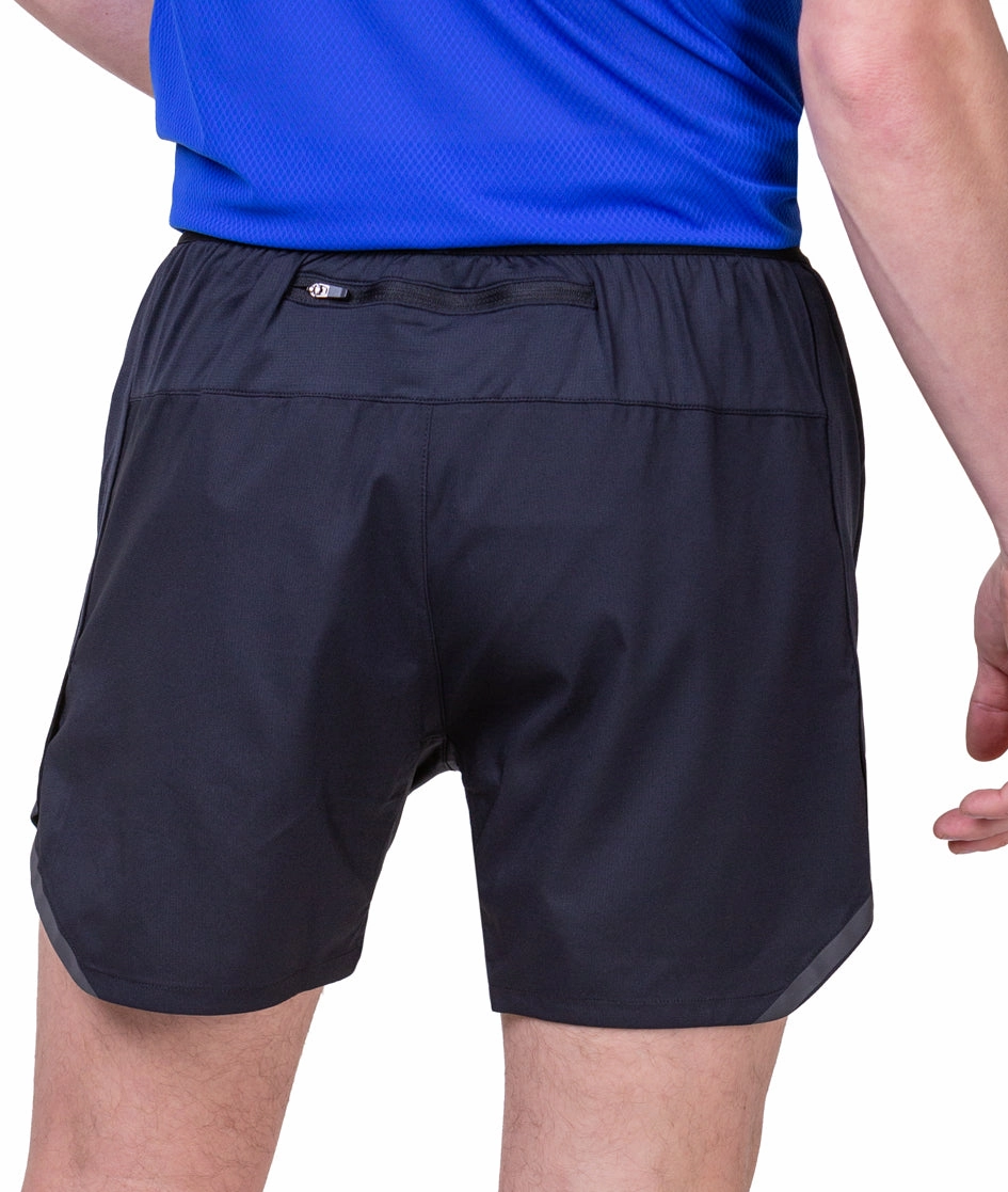 Ronhill Tech 5 Inch Mens Running Shorts - Black Airy Fit Layered Panel Design