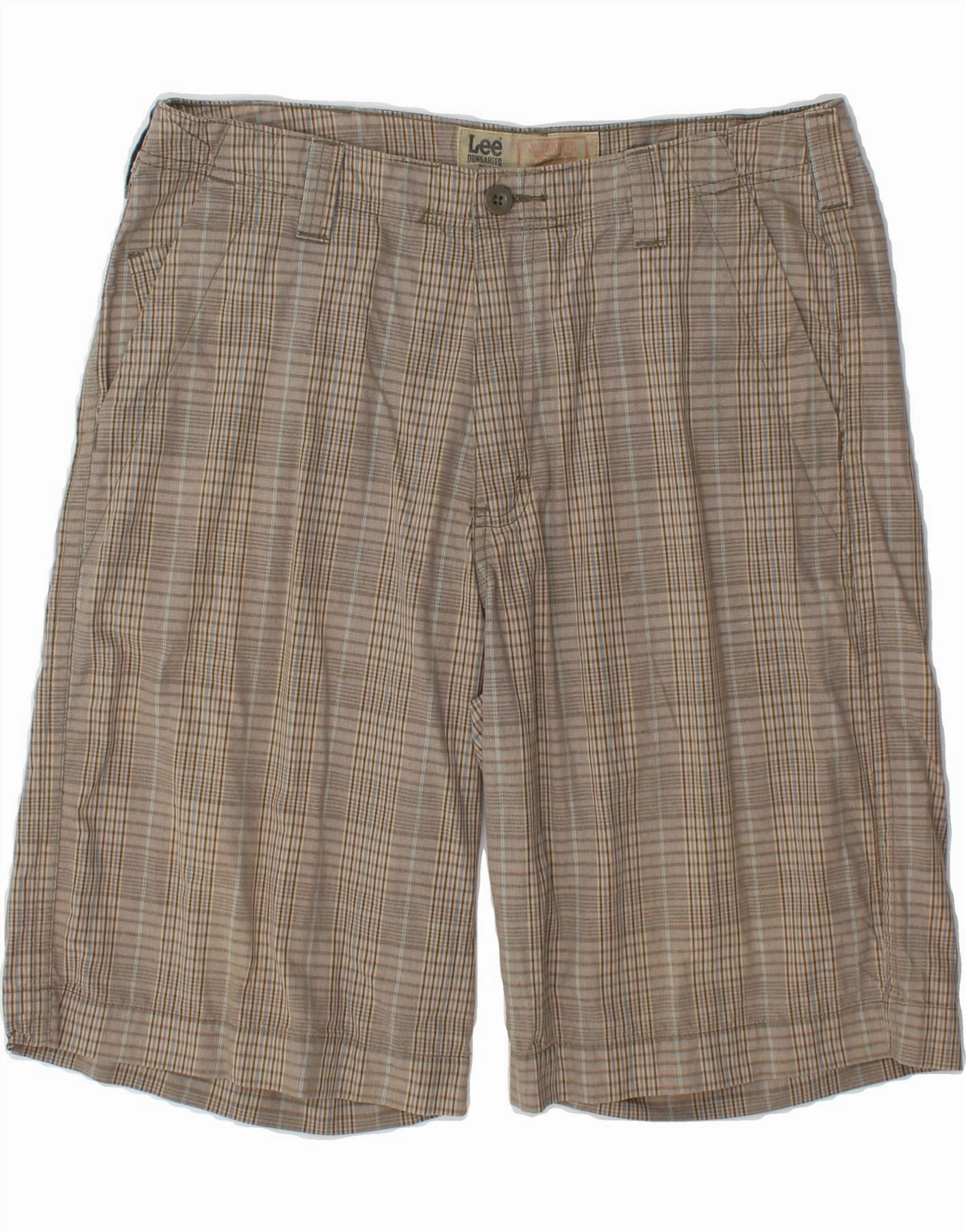 Easy Stretch Fit LEE Mens Chino Shorts W34 Large  Grey Check Cotton