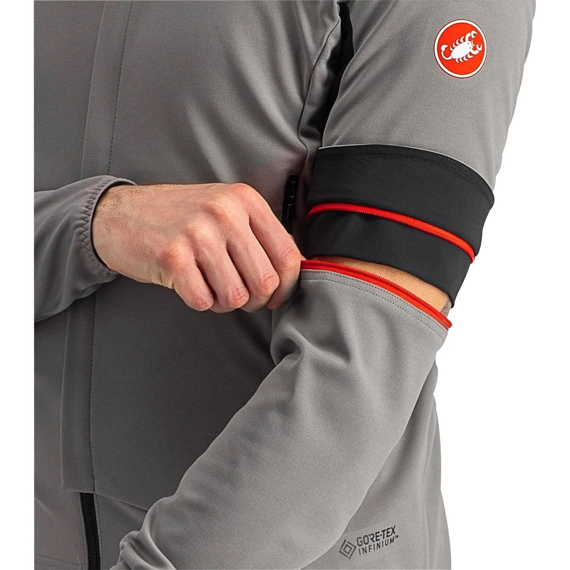 GloveFriendly Cuff Design Castelli Perfetto Ros 2 Convertible Mens Cycling Jacket - Grey