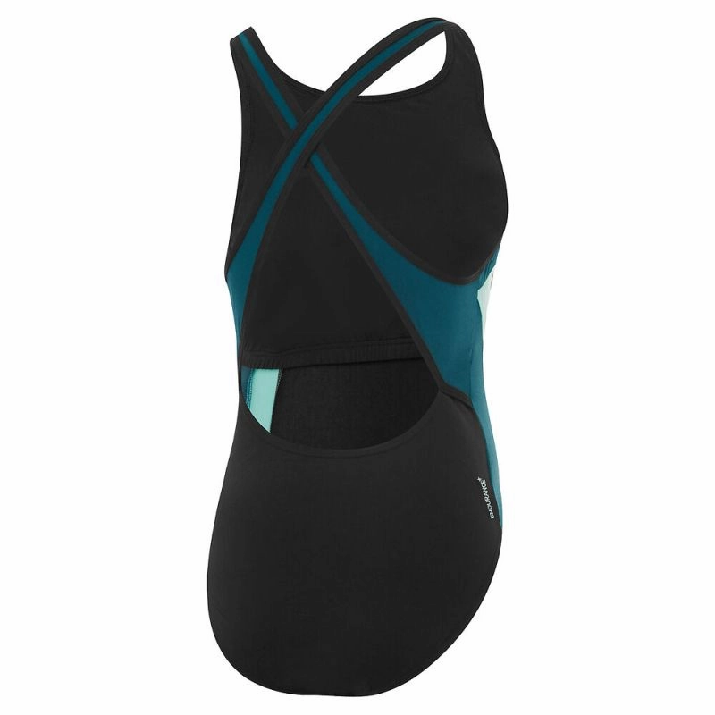 Speedo Womens High Neck Splice Crossback One Piece Holiday Vibes