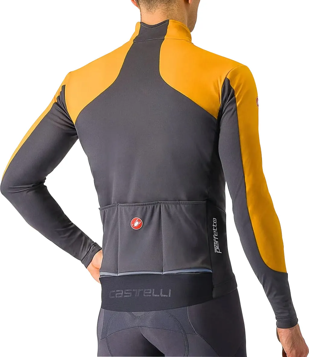 Castelli Perfetto Air Mens Cycling Jacket - Orange Stretchable Fabric Flexible Quilted Panels