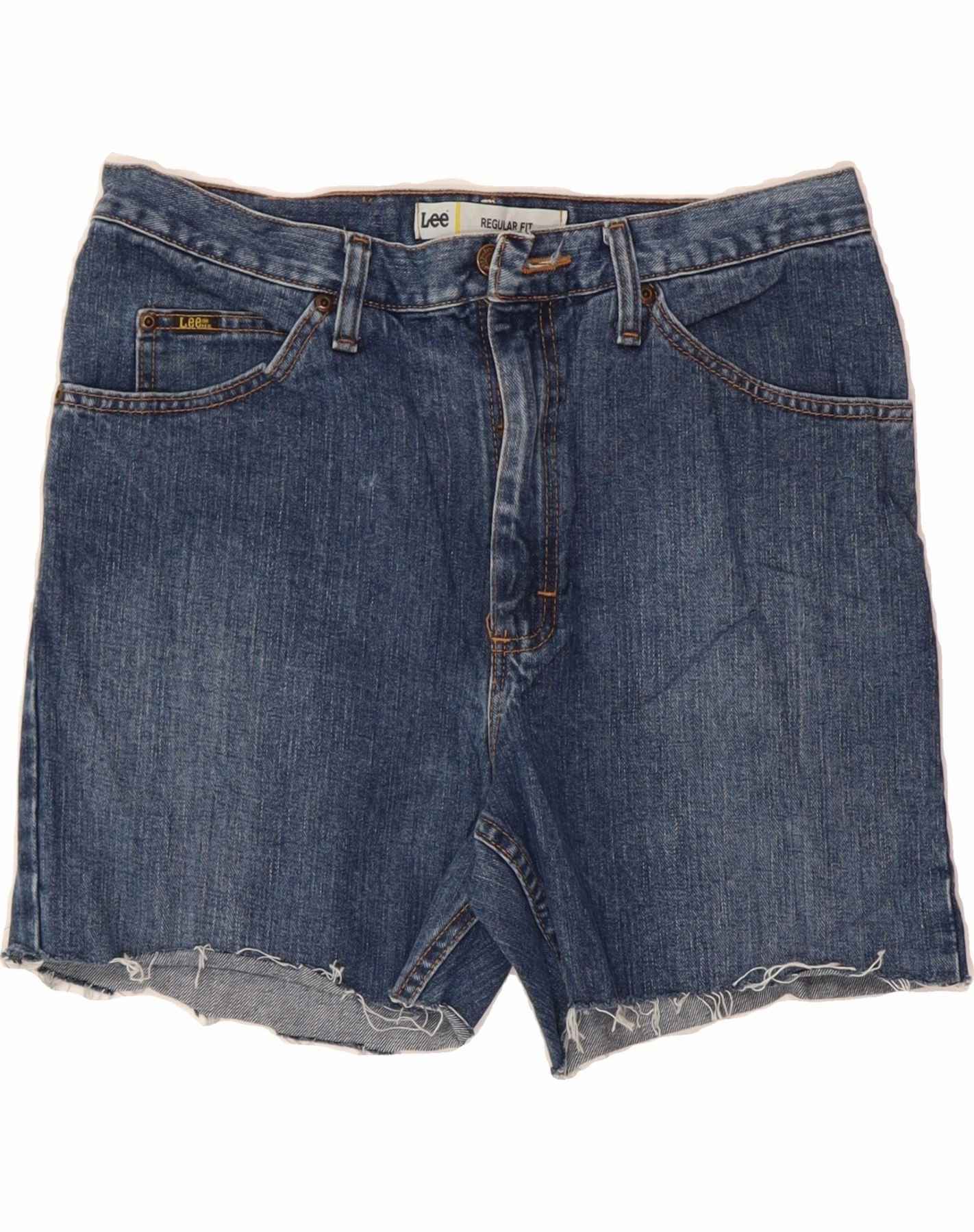 LEE Mens Regular Fit Denim Shorts W33 Medium Blue Cotton Casual Style