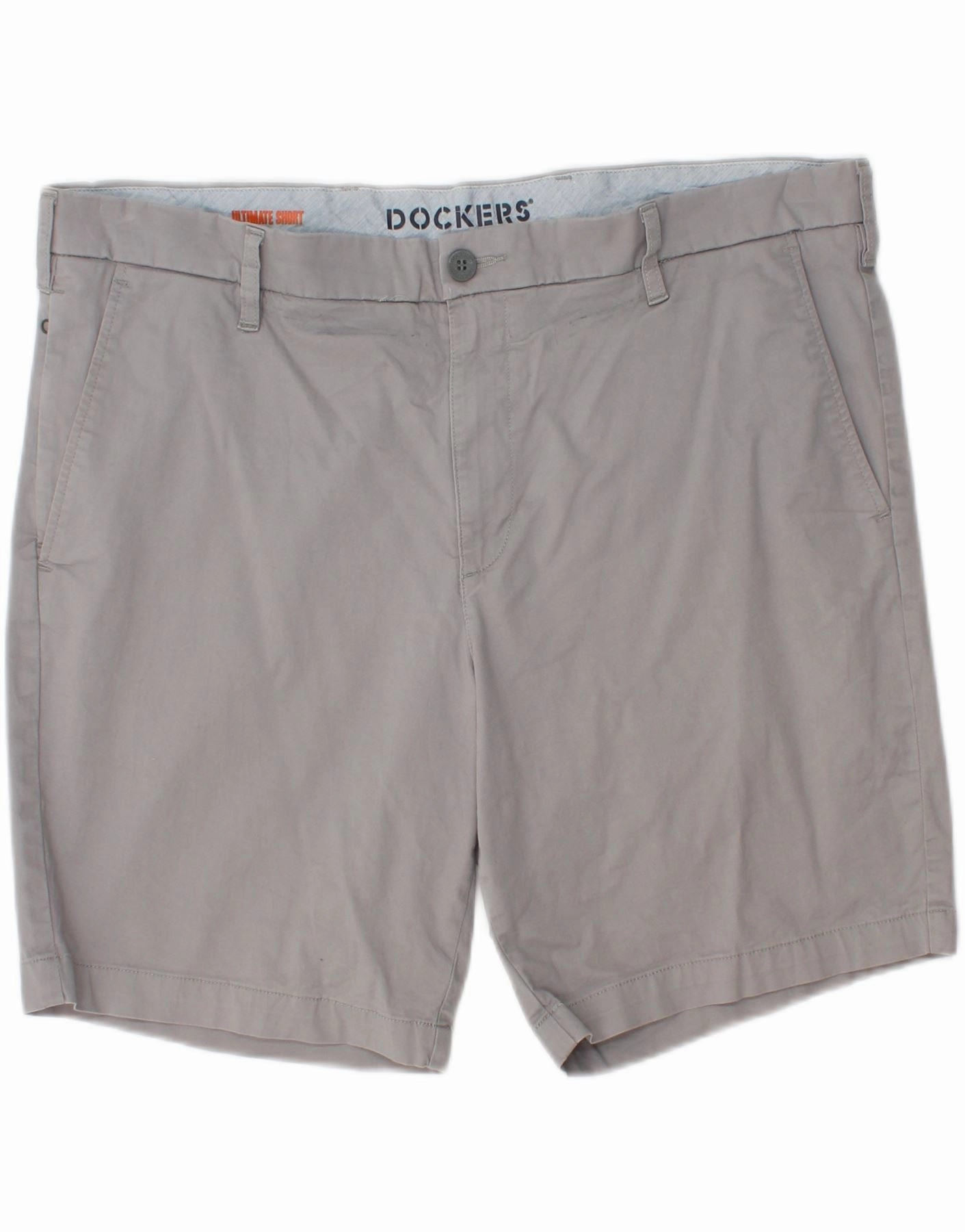 DOCKERS Mens Flex Chino Shorts W40 XL Grey Cotton ReinforcedPockets