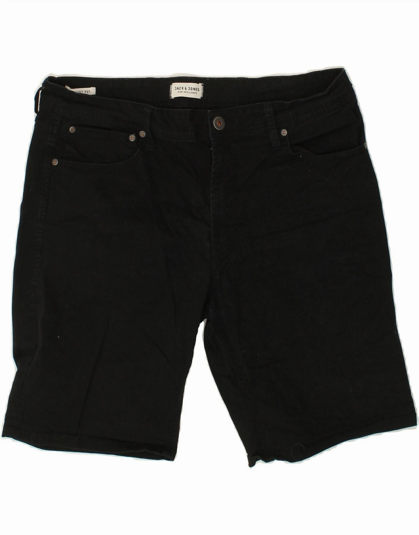 JACK & JONES Mens Comfort Fit Denim Shorts XL W38  Black Cotton Stretchable Material dungarees