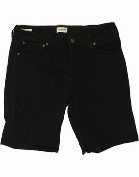 JACK & JONES Mens Comfort Fit Denim Shorts XL W38  Black Cotton Stretchable Material dungarees