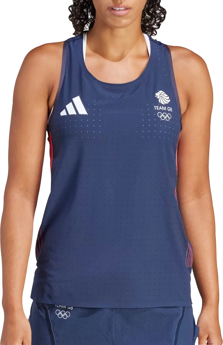 adidas Adizero Team GB Womens Running Vest Tank Top - Blue Comfy Design Practical Design