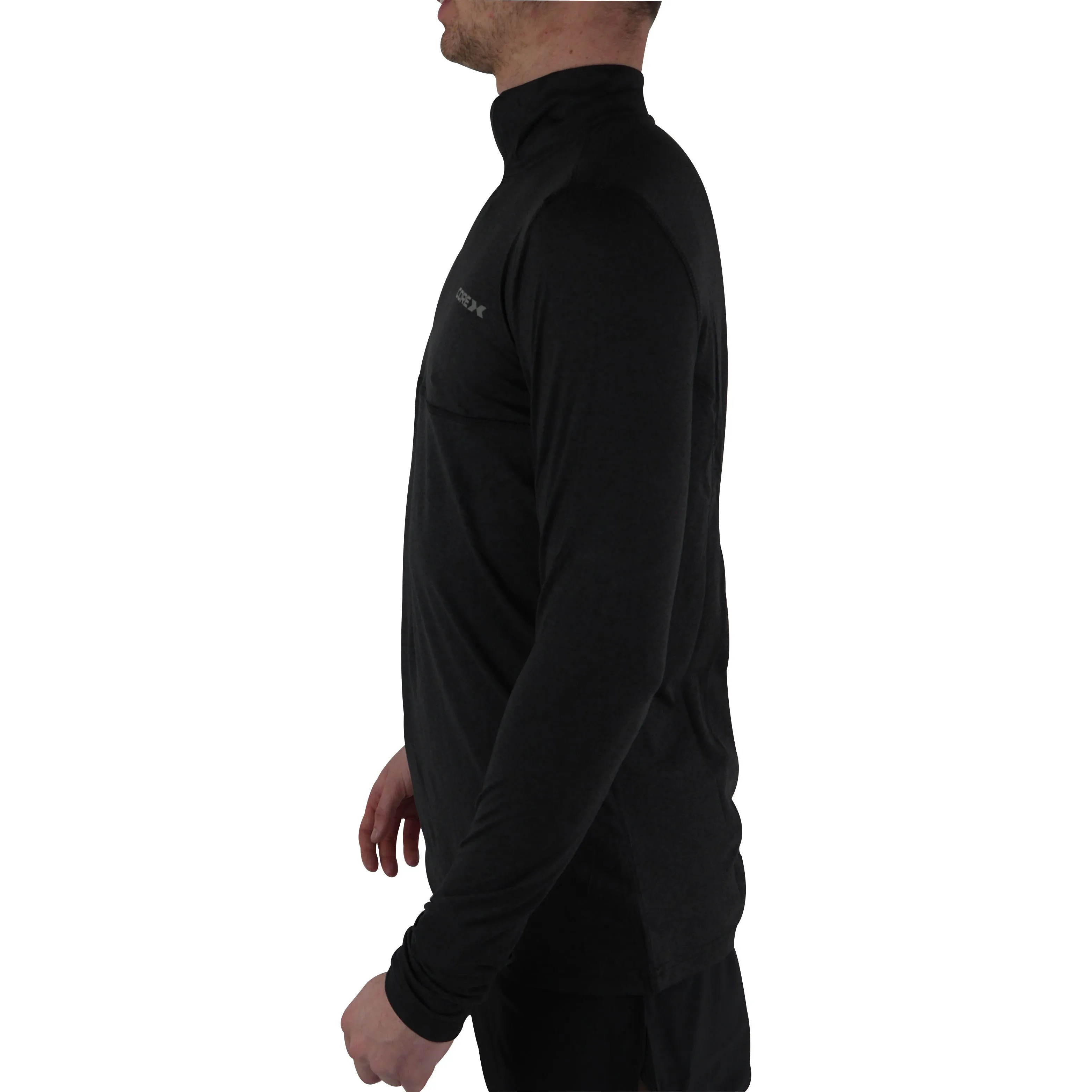 Easy-Going Style Breathable Layer CoreX Fitness Half Zip Long Sleeve Mens Running top - Black