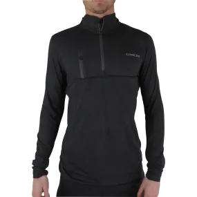 CoreX Fitness Half Zip Long Sleeve Mens Running top - Black V neck style Ribbed Neckline