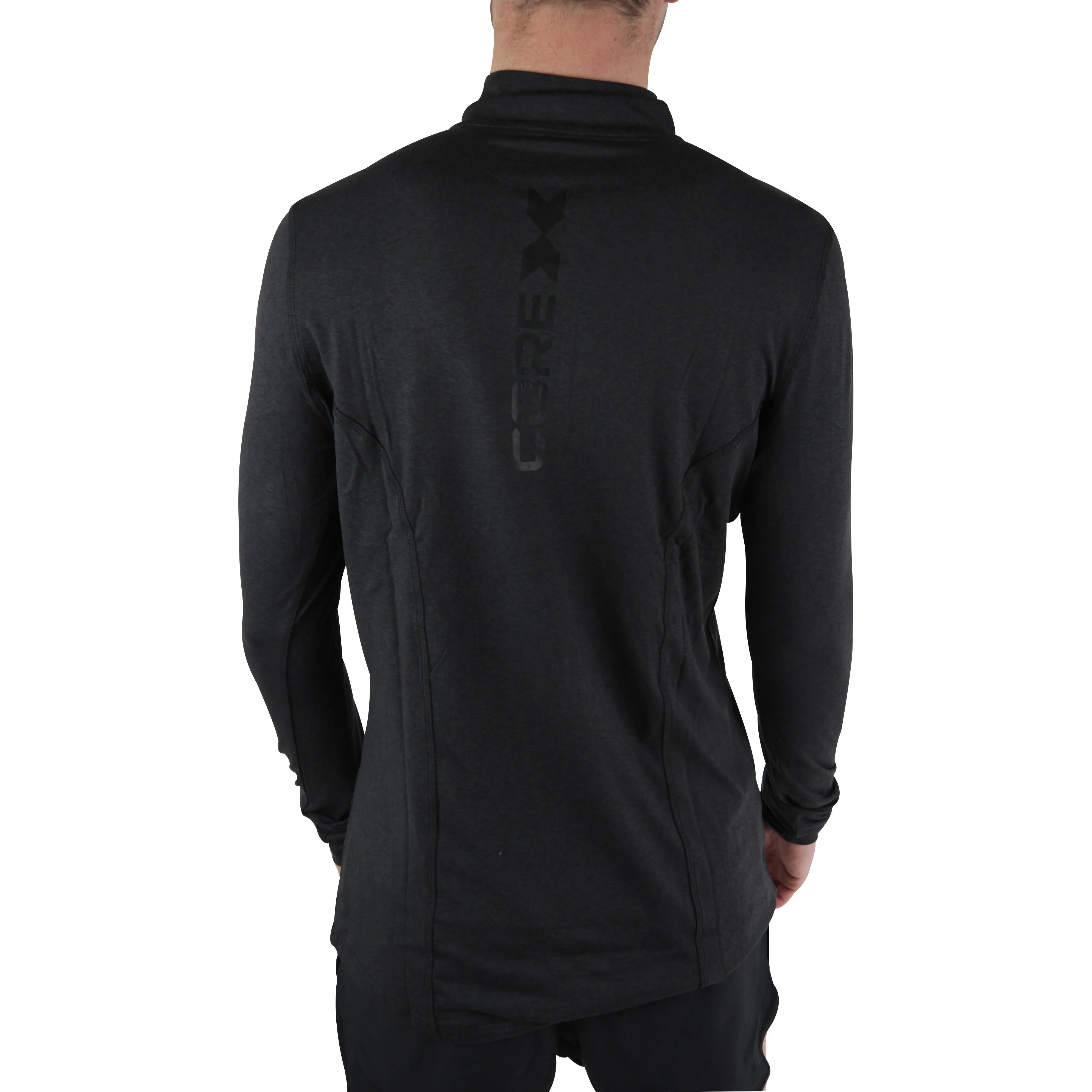 CoreX Fitness Half Zip Long Sleeve Mens Running top - Black Halloween Sustainable Material Blend