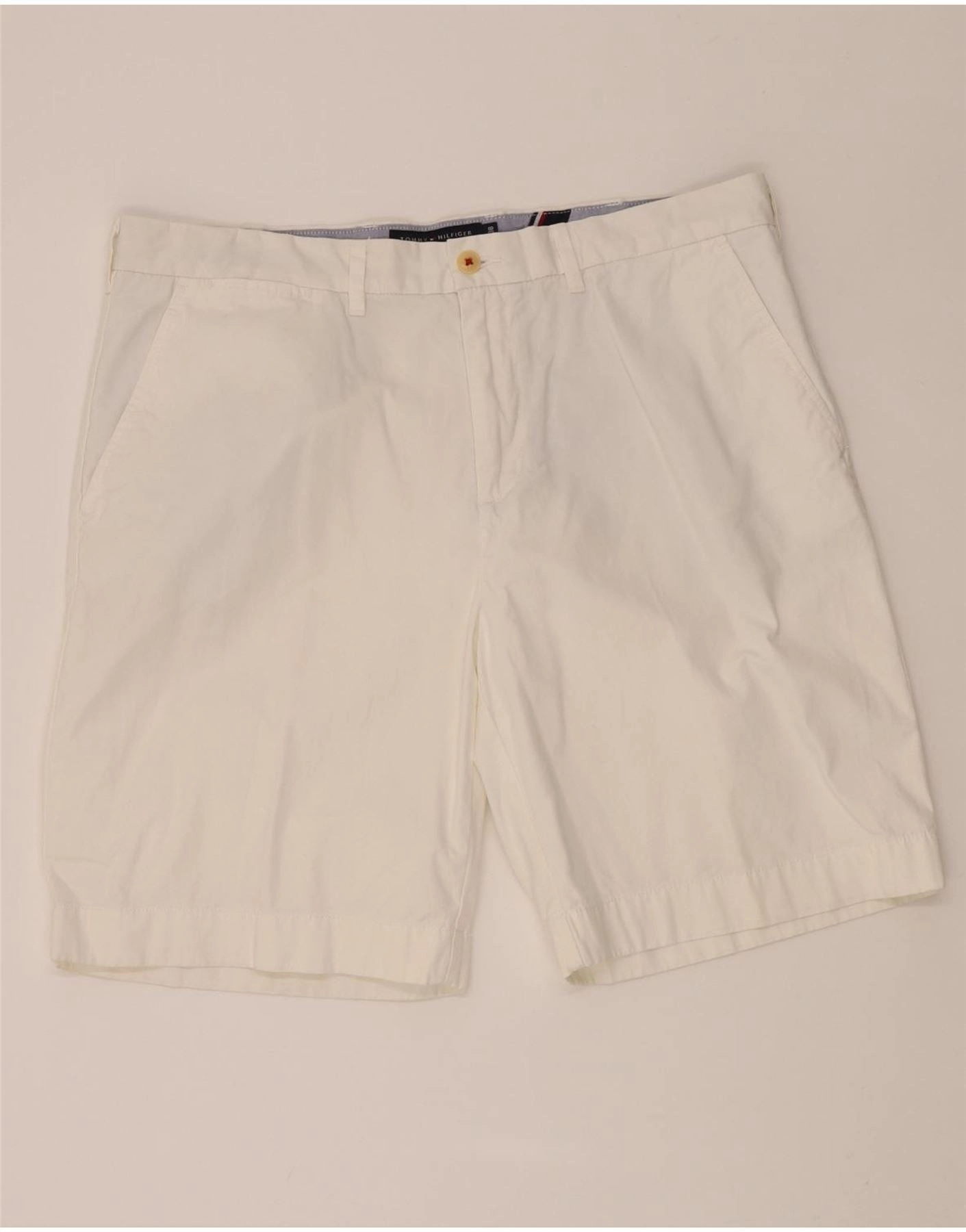 TOMMY HILFIGER Mens Classic Fit Chino Shorts W38 XL White Cotton Dual Zone Ventilation