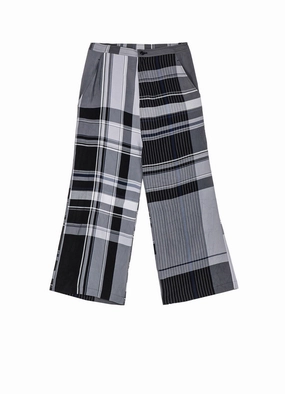 RAYON WRINKLED PLAID PANTS Simple Silhouette Core Ease