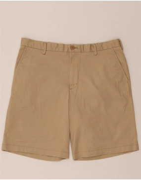 IZOD Mens Salt Water Chino Shorts W34 Large Beige Cotton Smart Fit Stain Release Finish