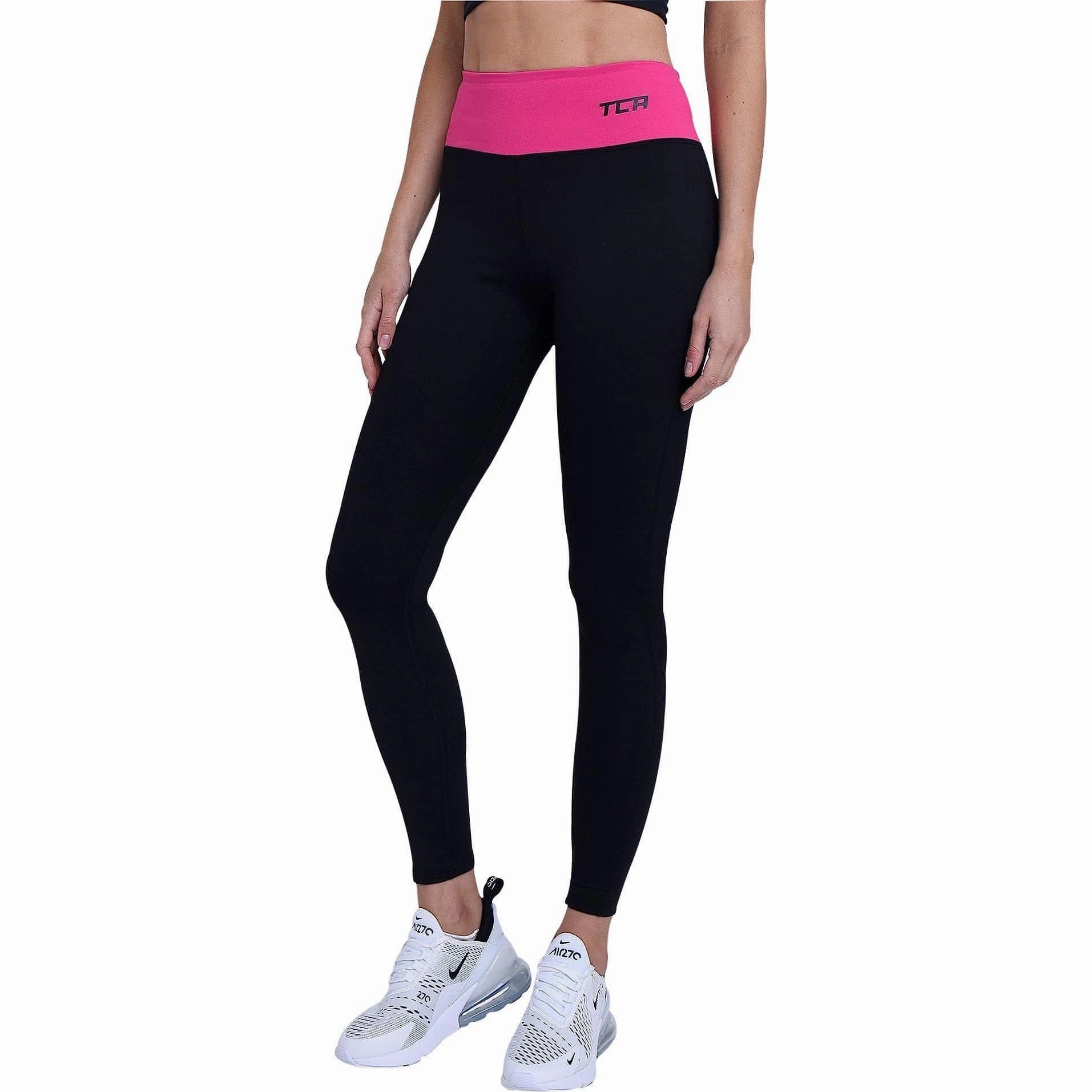 TCA Pro Performance Supreme High Waist Womens Long Running Tights - Black Tight Movement Wide Waistband Support
