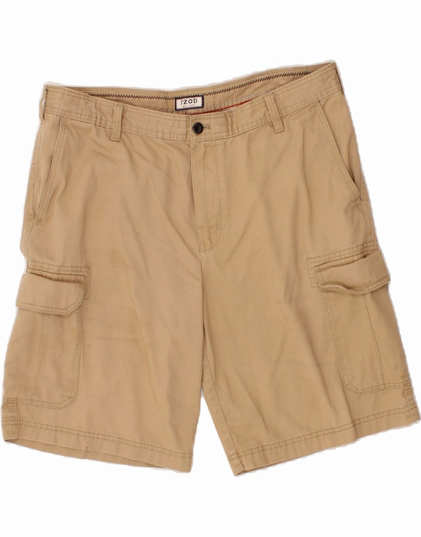 IZOD Mens Cargo Shorts W38 XL  Beige Cotton Relaxed fit style