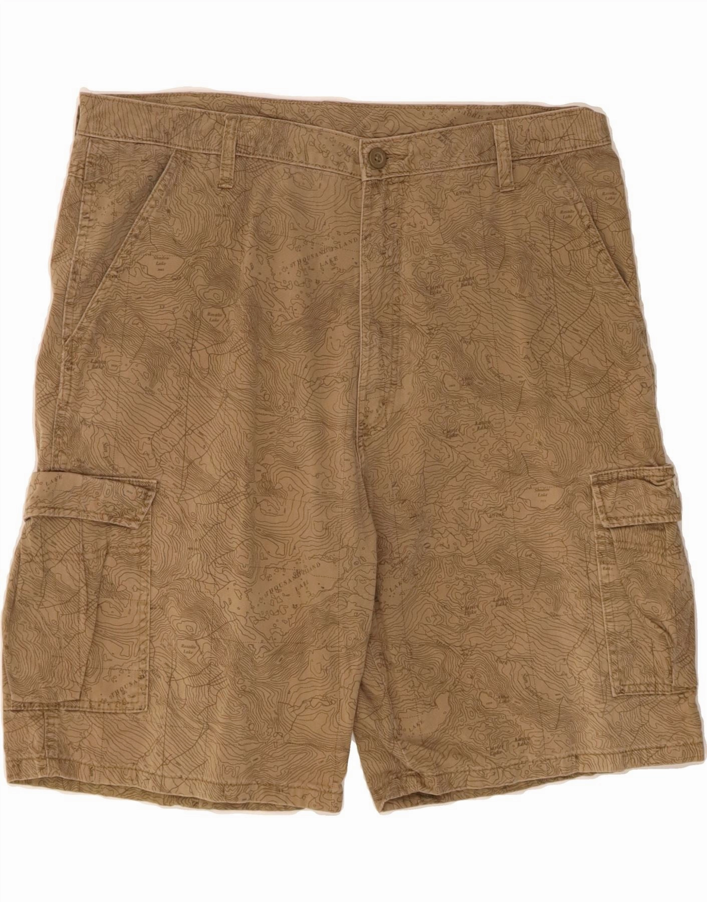 WRANGLER Mens Graphic Cargo Shorts W38 XL Beige Cotton Weekend Wear Sporty Style