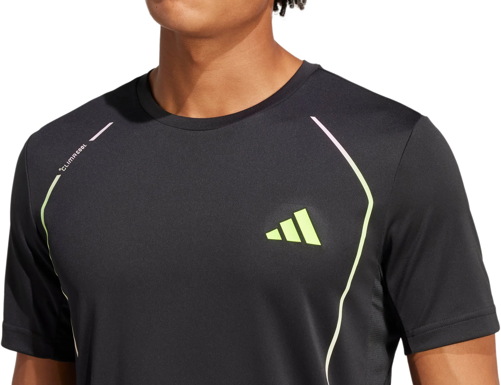 Anti Static Finish adidas Tech Apparel Short Sleeve Mens Training Top - Black