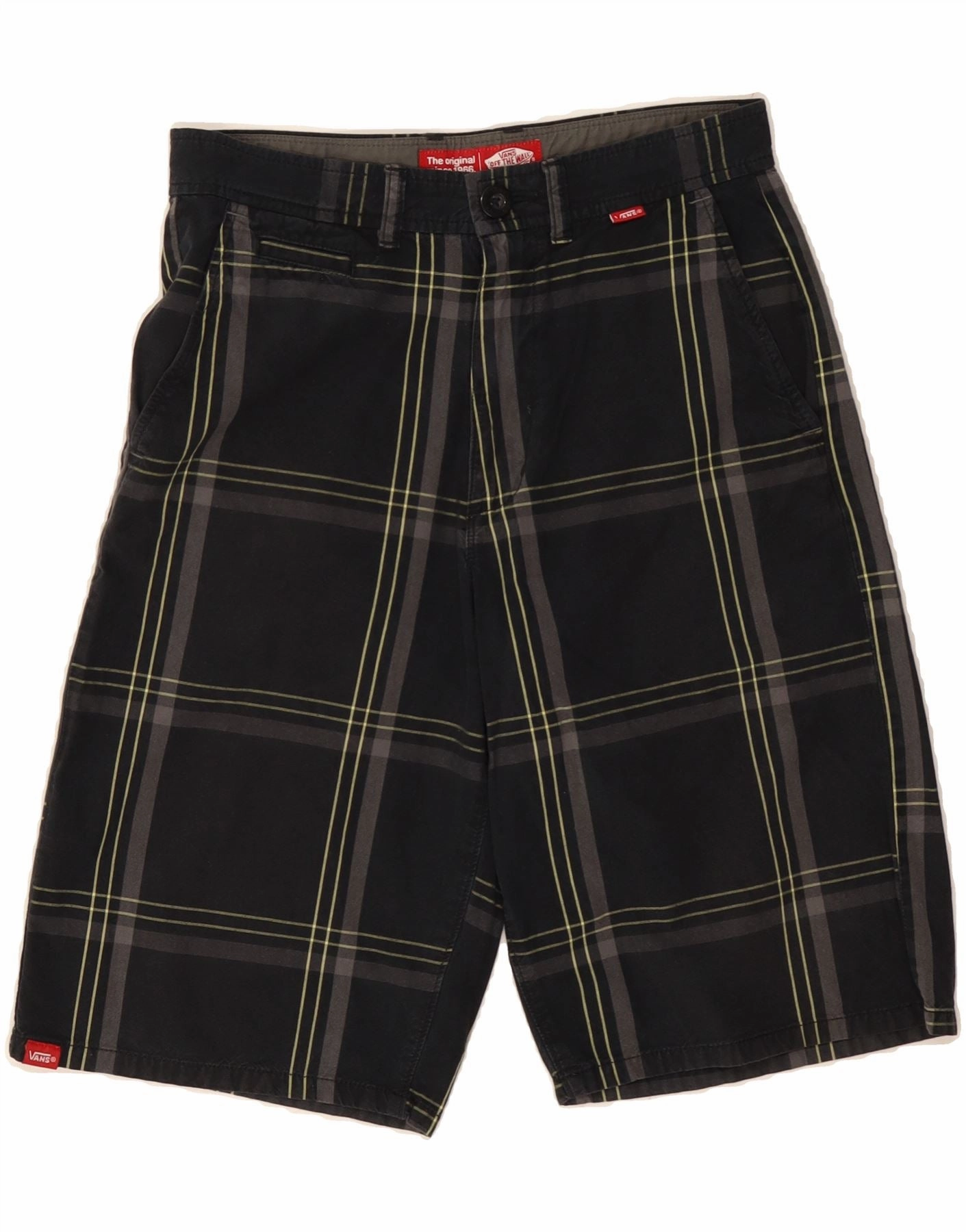 VANS Mens Chino Shorts W28 Small  Grey Check Cotton Lounge Fit Clean Lines