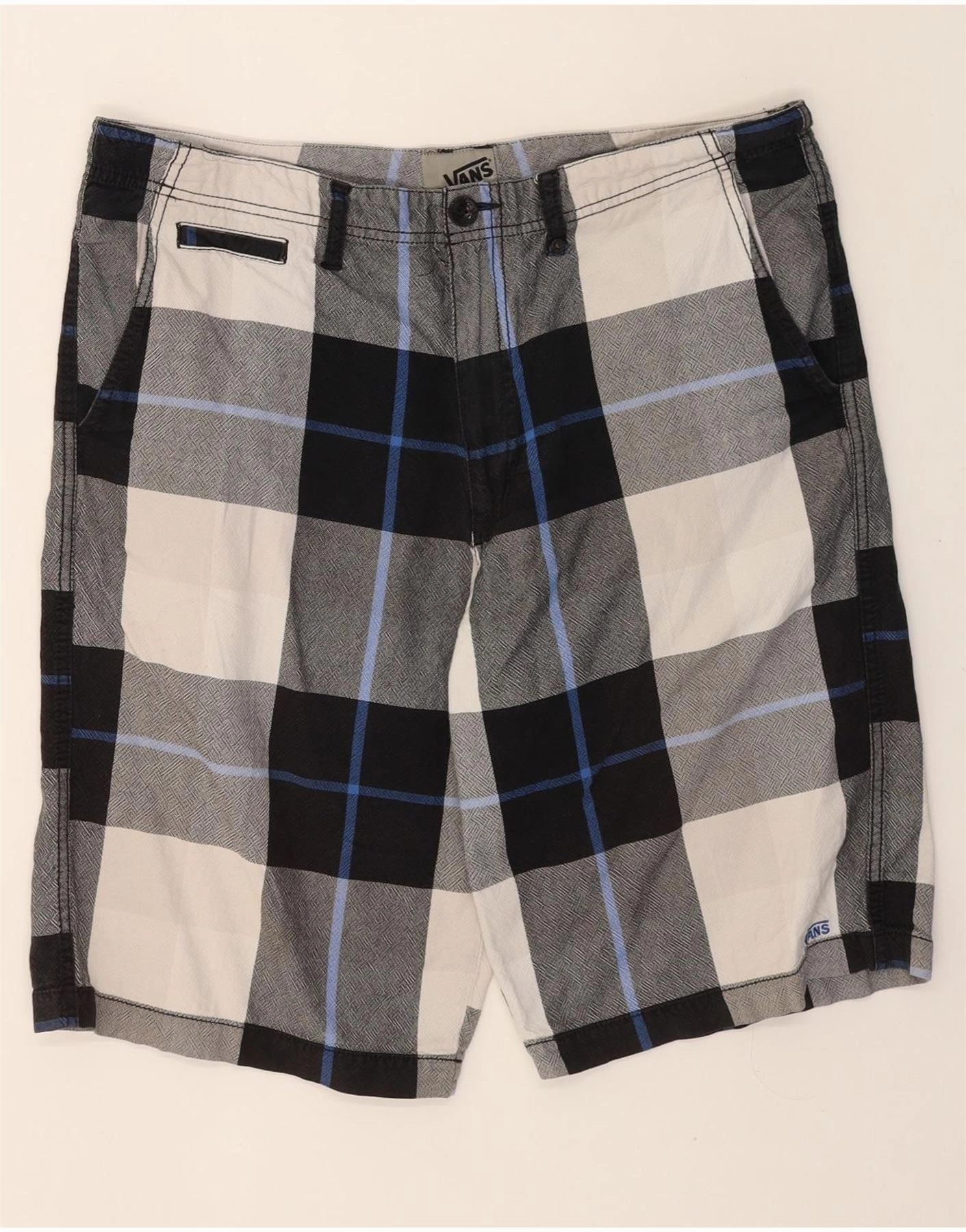 Impact Absorbing Padding Non Restrictive Fit VANS Mens Chino Shorts W36 Large  Grey Check Cotton