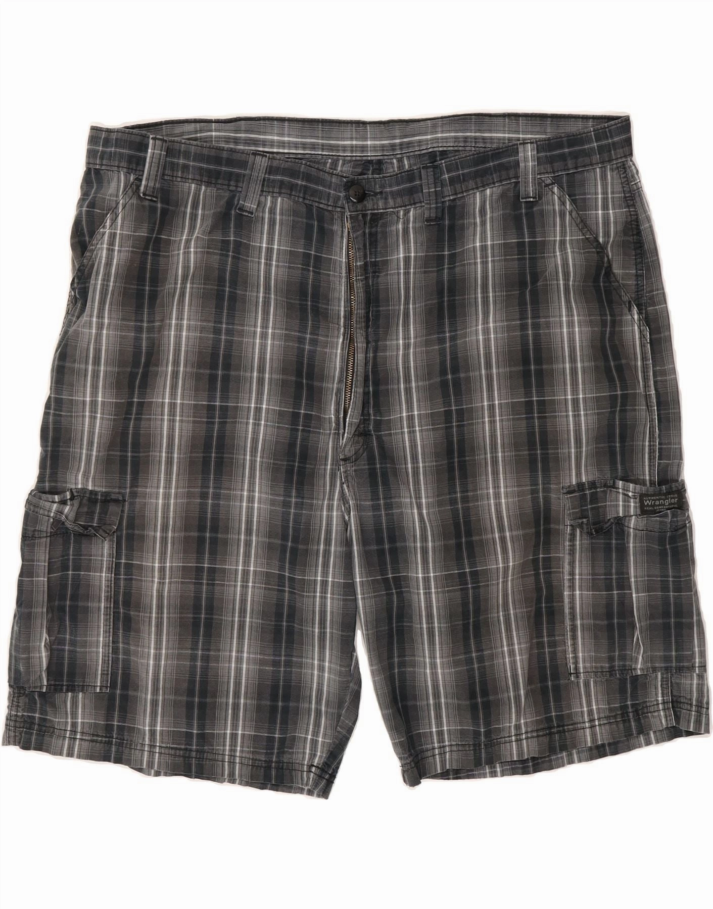 club wear WRANGLER Mens Cargo Shorts W44 2XL Grey Check Cotton
