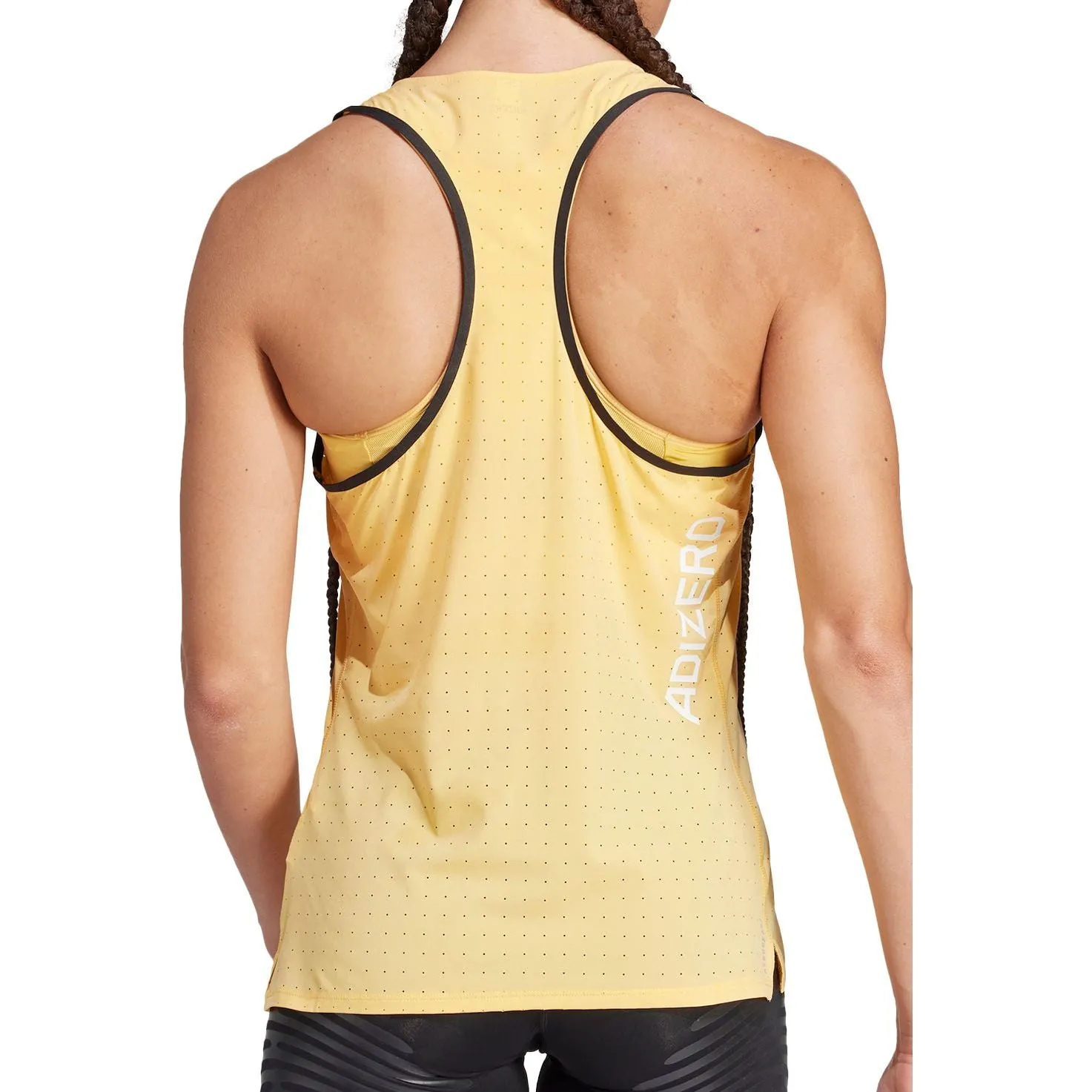 adidas Adizero Womens Running Vest Tank Top - Yellow UV Protective Coating