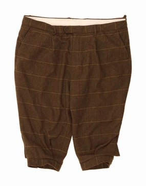 ALAN PAINE Mens Bermuda Shorts  W46 3XL Brown Check Wool Floral Print