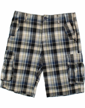 VINTAGE Mens Cargo Shorts W38 XL Grey Check Cotton hikers