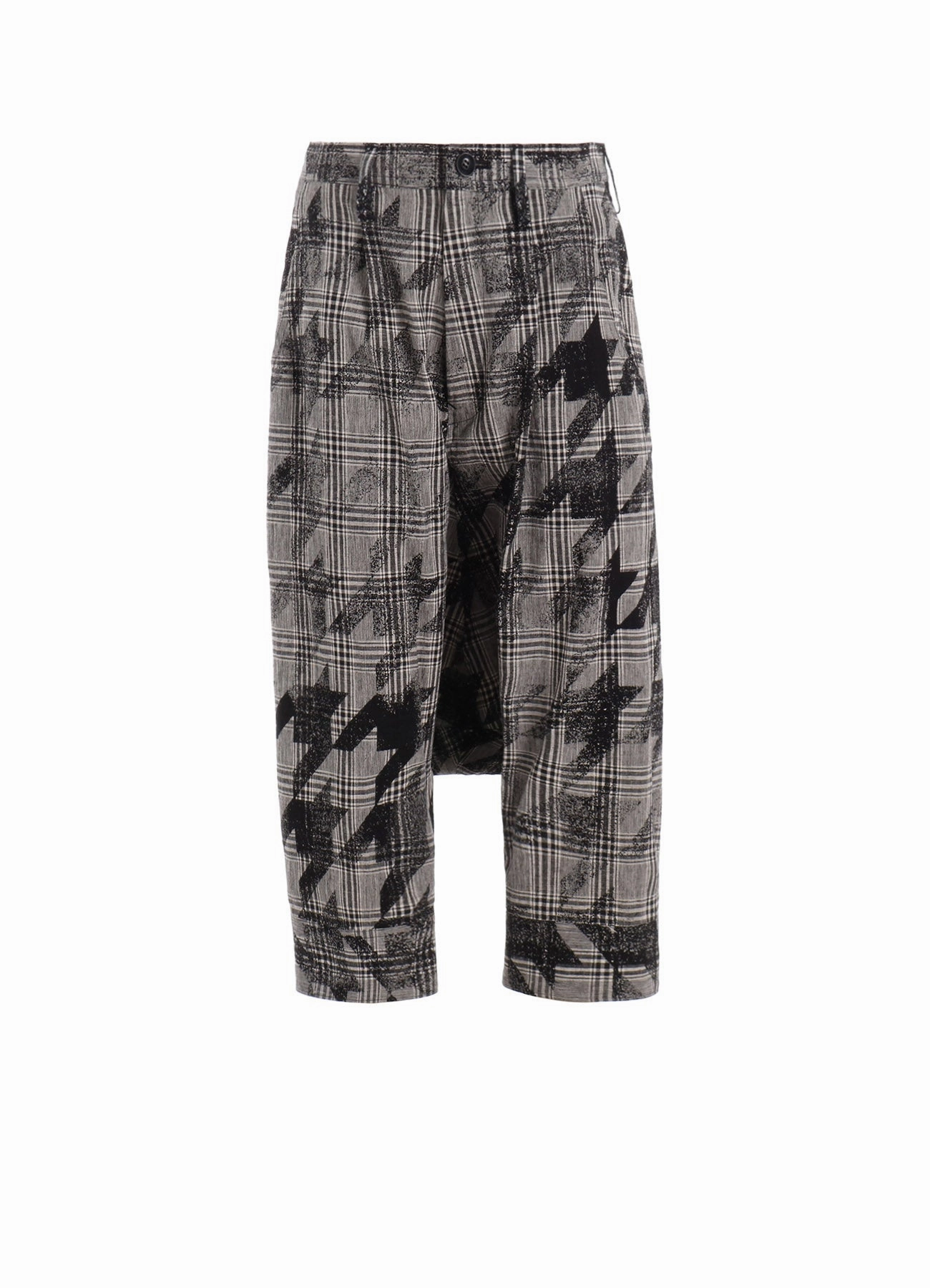 Durable Construction COTTON/LINEN PLAID??BIG HOUNDSTOOTH CUFFED HEM SARROUEL PANTS