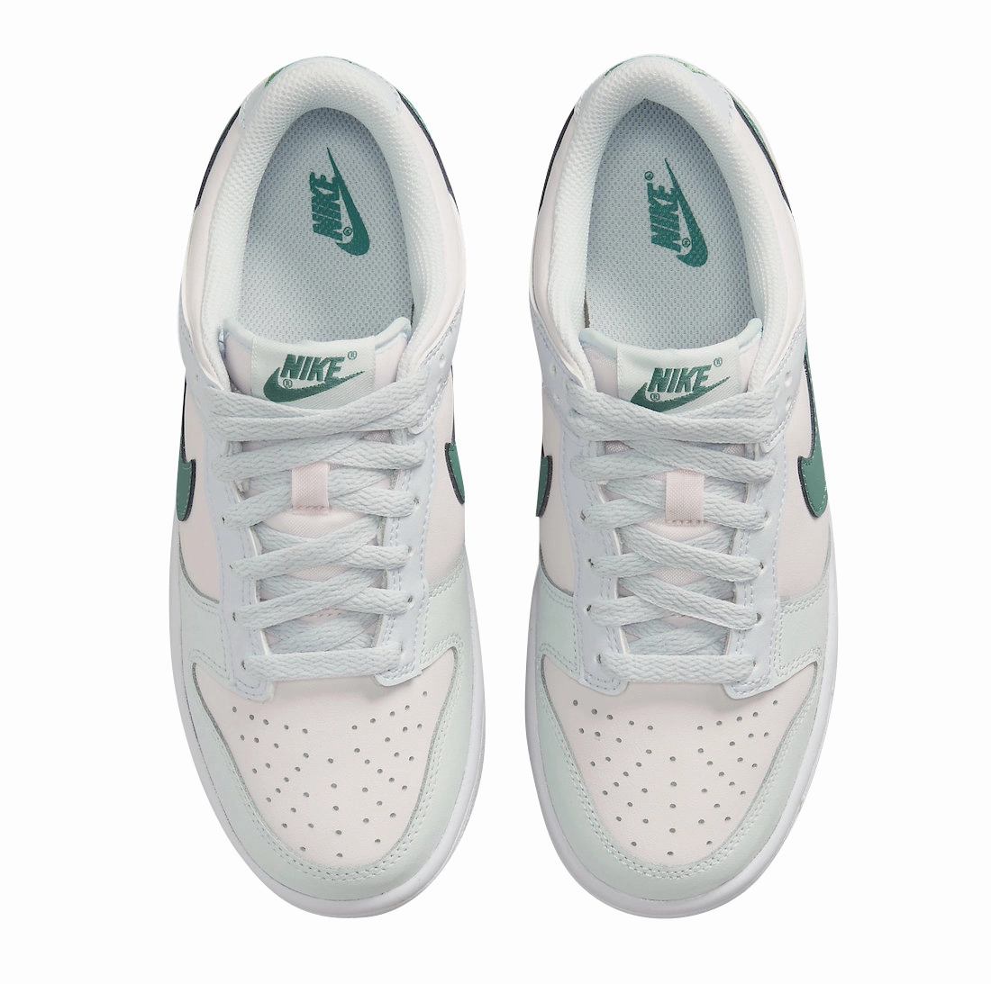 Nike Kid's Dunk Low GS Shoes - Football Grey / Mineral Teal / Pearl Pink Effortless Feel Slip Vibe