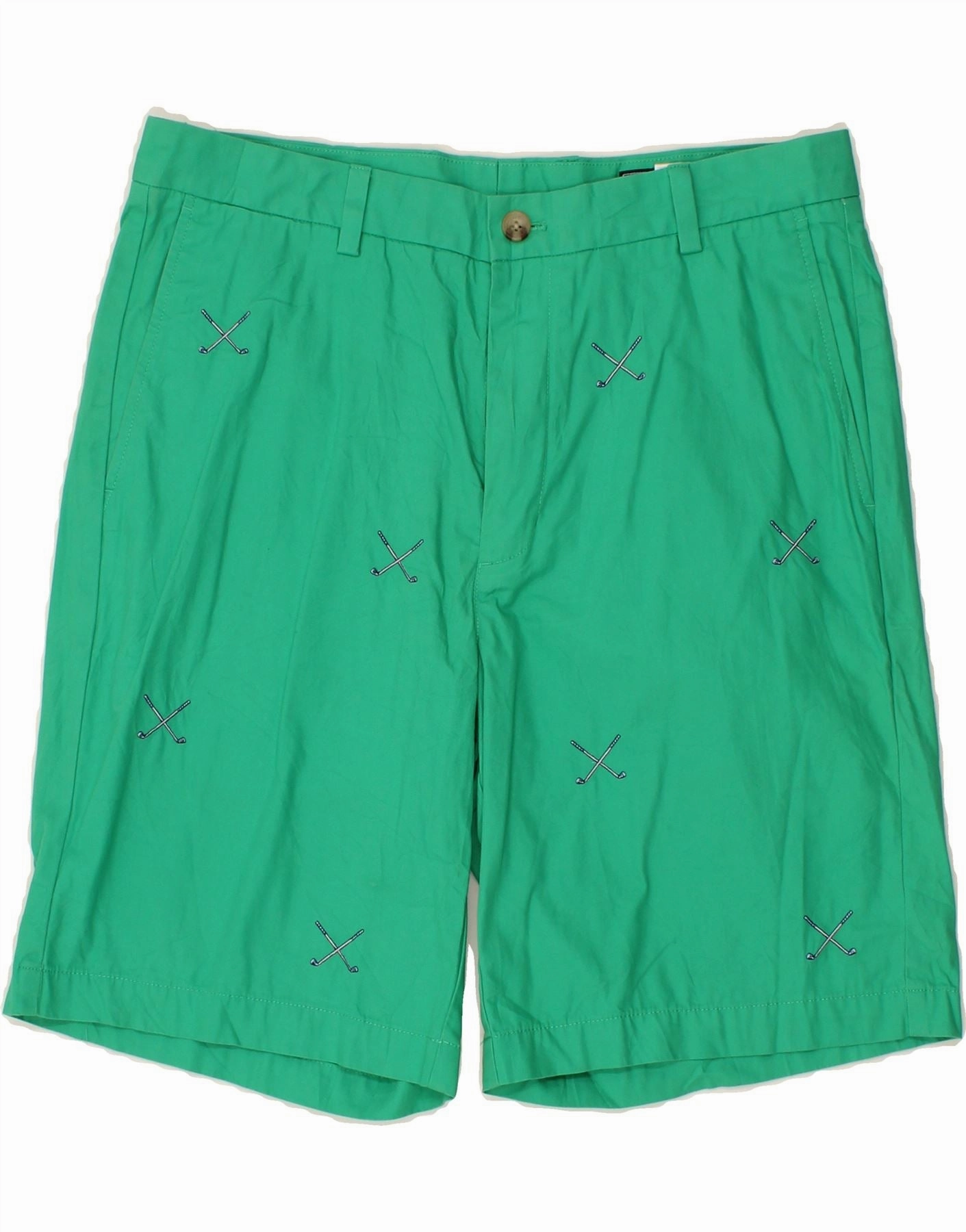 Active Wear Fit Multi Pocket Functionality VINEYARD VINES Mens Graphic Chino Shorts W34 Large Green Spotted Cotton