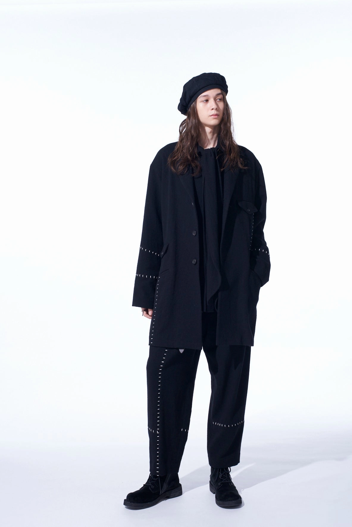 VINTAGE FLANNEL 2-TUCK WIDE PANT WITH BLANKET STITCH Comfortable Fashion