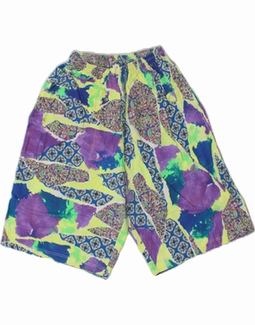 Spandex shorts teenagers VINTAGE Mens Abstract Pattern Casual Shorts W28 Small Multicoloured