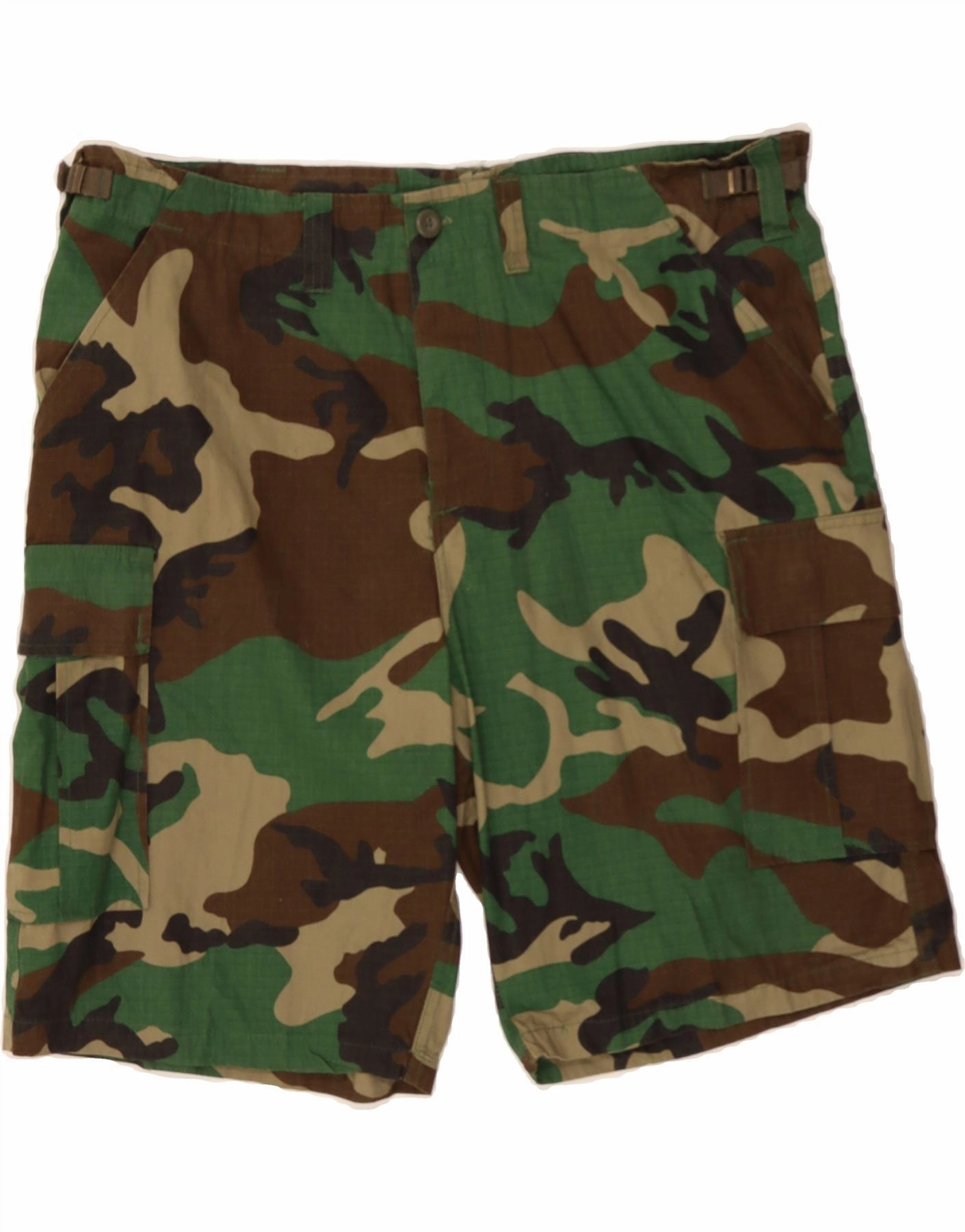 Stretchable Material Quick Pocket Access VINTAGE Mens Cargo Shorts 2XL W42  Green Camouflage Cotton