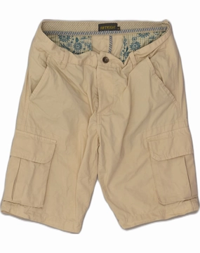 VINTAGE Mens Cargo Shorts IT 46 Small W29 Beige Cotton Simple Fit