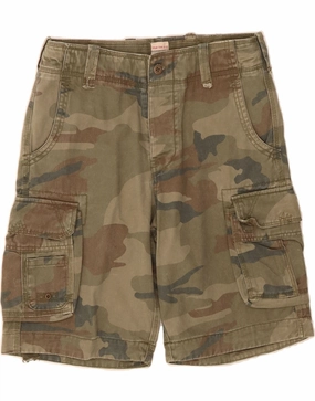 VINTAGE Mens Cargo Shorts IT 46 Small W30  Khaki Camouflage Cotton snowboard clothing Chill Comfort Fit
